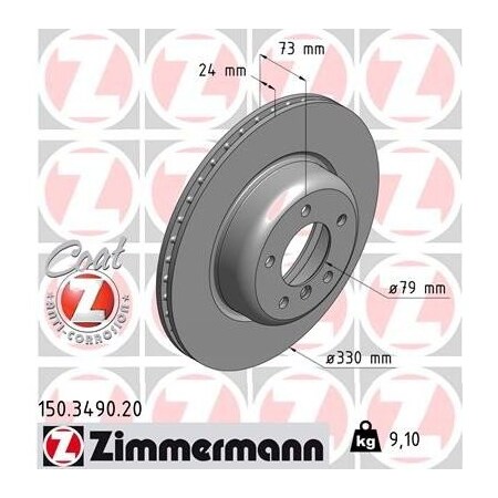Zimmermann Brake Disc - Standard/Coated, 150349020 150349020